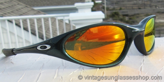 Rare Vintage Oakley Straight Sunglasses Black Orange Red Flames