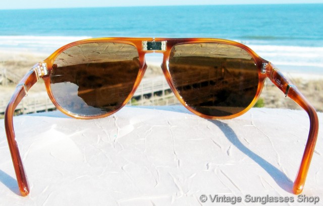 Persol Ratti 810 Orange Tortoise Shell Folding Sunglasses
