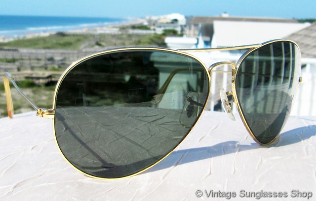 Gold Ray-Ban Aviator Sunglasses 1950's 62 – Estatebeads