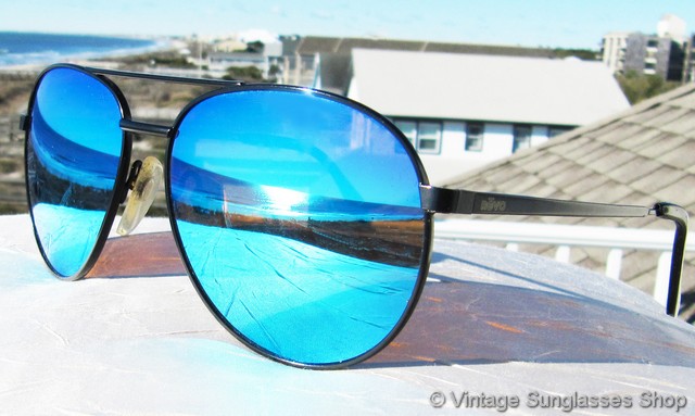 Revo 950 Pilot Black Aviator Blue Mirror Sunglasses