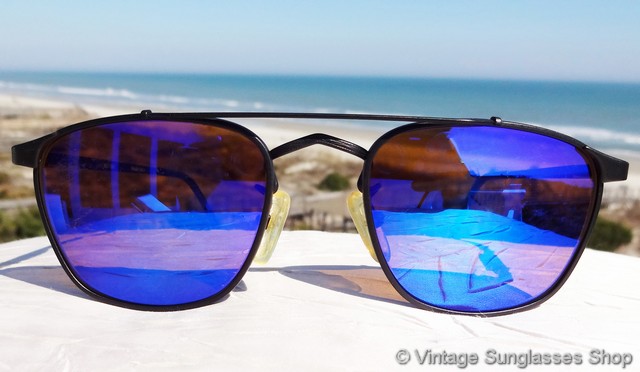 Revo 967 001 Advanced Metal Square Blue Mirror Sunglasses