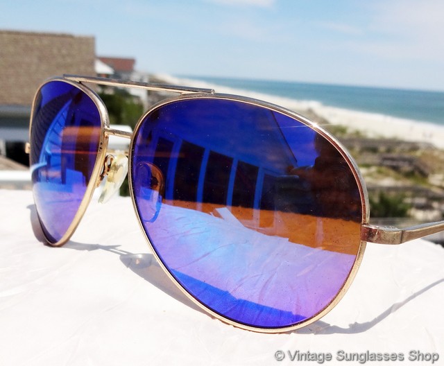 Revo 950 Gold Pilot Blue Mirror Sunglasses