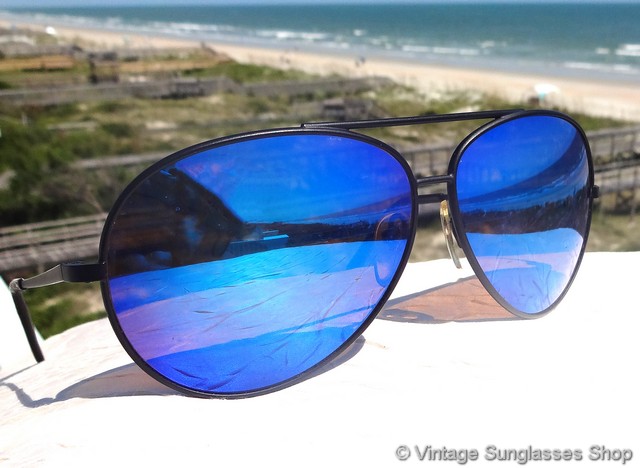 Revo Large Pilot Blue Mirror Sunglasses