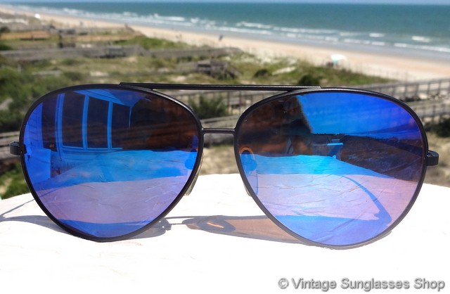 Revo Large Pilot Blue Mirror Sunglasses