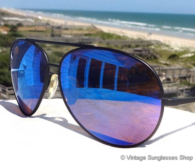 Revo Large Pilot Blue Mirror Sunglasses