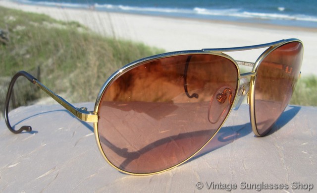 Serengeti Peach Gradient Lens Gold Aviator Sunglasses